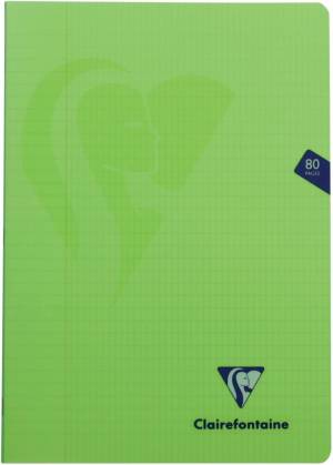 Clairefontaine schrift mimesys voor ft A4, 80 bladzijden, kaft in PP, geruit 4 x 8, geassorteerde kleuren