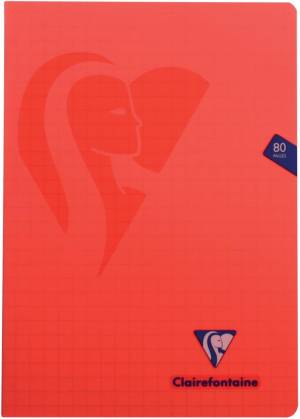 Clairefontaine schrift mimesys voor ft A4, 80 bladzijden, kaft in PP, geruit 10 mm, geassorteerde kleuren