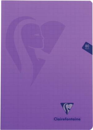 Clairefontaine schrift mimesys voor ft A4, 80 bladzijden, kaft in PP, geruit 10 mm, geassorteerde kleuren