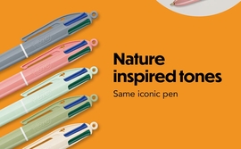 Bic stylo bille 4 couleurs Mineral Tones, display de 30 pi&egrave;ces, assorti