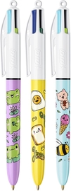Bic 4-kleurenbalpen Kawai, doos van 12 stuks, assorti