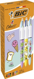 Bic 4-kleurenbalpen Kawai, doos van 12 stuks, assorti