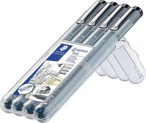 Staedtler fineliner Pigment Liner opstelbare box met 4 stuks (0,1 - 0,3 - 0,5 en 0,7 mm)