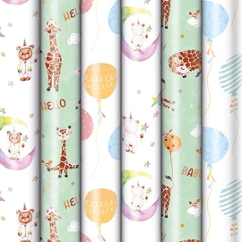 Papier cadeau, 70 cm x 2 m, b&eacute;b&eacute;, 3 motifs