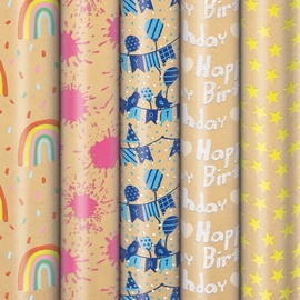 Papier cadeau, 70 cm x 1,5 m, Eco Fun, flocage de mousse