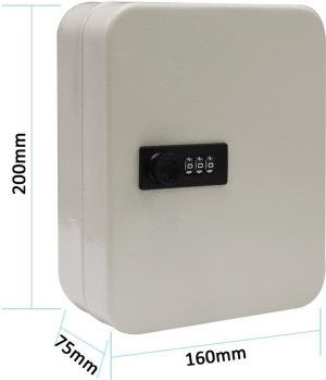 Sleutelkast met combinatieslot, voor 20 sleutels, wit