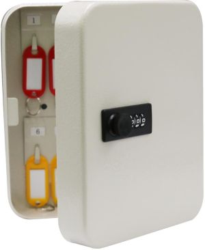 Sleutelkast met combinatieslot, voor 20 sleutels, wit