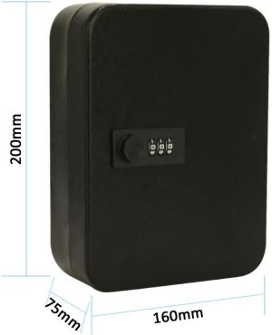 Sleutelkast met combinatieslot, voor 20 sleutels, zwart