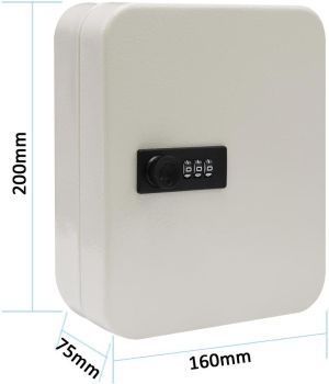 Sleutelkast met combinatieslot, voor 30 sleutels, wit