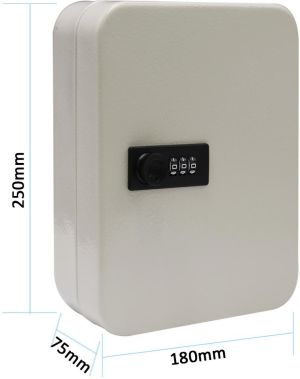 Sleutelkast met combinatieslot, voor 48 sleutels, wit