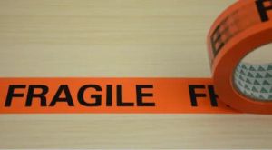 Verpakkingstape fragile breekbaar, ft 50 mm x 66 m, oranje