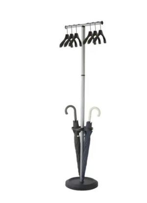 Kapstok vloerstandaard, met 6 zwarte kledinghangers