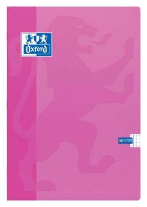 Oxford School cahier, ft A4, 120 pages (60 feuilles), quadrill&eacute; 5 mm, couleurs assorties