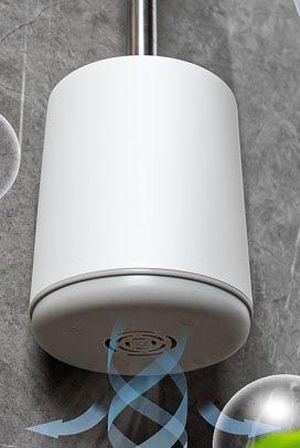 Brosse de toilette en plastique avec pied rond, accrochable, blanc