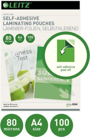 Leitz Eva lamineerhoes ft A4, 160 micron (2 x 80 micron), zelfklevend, pak van 100 stuks