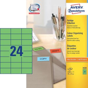 Avery &eacute;tiquettes universelles color&eacute;es ft 70 x 37 mm (l x h), 2400 pi&egrave;ces, vert