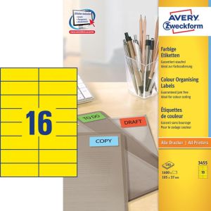 Avery gekleurde universele etiketten ft 105 x 37 mm (b x h), 1600 stuks, geel