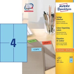 Avery &eacute;tiquettes universelles color&eacute;es ft 105 x 148 mm (l x h), 400 pi&egrave;ces, bleu