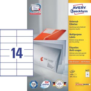 Avery Zweckform 3477, &eacute;tiquettes universelles, Ultragrip, blanc, 100 feuilles, 105 x 41 mm