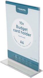 Europel pr&eacute;sentoir de documents Budget, pied en T, ft A6, portrait, paquet de 10 pi&egrave;ces