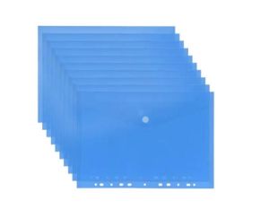 Documentenmap, met velcro sluiting, ft A4, geperforeerd, blauw, pak van 10 stuks