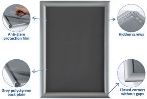 Europel clicklijst, lijst 25mm A3, zilverkleurig posterframe