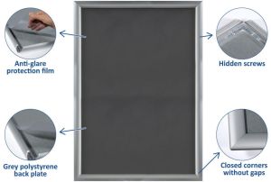 Europel clicklijst, lijst 25mm A2, zilverkleurig posterframe