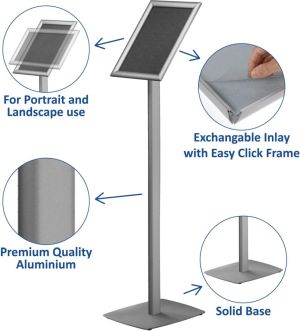 Europel info vloerstandaard voor ft A4, grijs