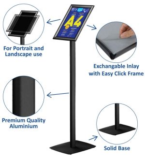 Europel info vloerstandaard voor ft A4, zwart