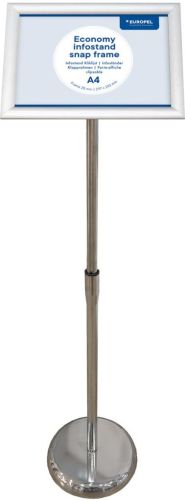 Europel info vloerstandaard Economy, lijst 25 mm, A4, zilver