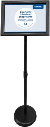 Europel info vloerstandaard Economy, lijst 25 mm, A4, zwart