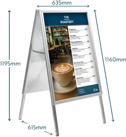 Europel chevalet porte-affiches clipsable Economy, liste 32 mm, ft A1, argent