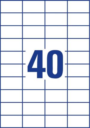 Avery Zweckform 3651, Universele etiketten , Ultragrip, wit, 100 vel, 40 per vel, 52,5 x 29,7 mm