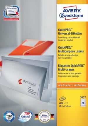 Zweckform 100 flls étiquettes 48,5x25,4 