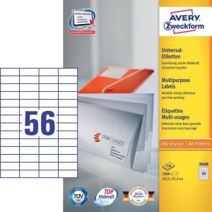Avery Zweckform 3668, &eacute;tiquettes universelles, Ultragrip, blanc, 100 feuilles, 52,5 x 21,2 mm