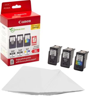 Canon photo value pack 2 x PG-560XL + 1 x CL-561XL, 300 - 400 pagina's, OEM 3712C012, 4 kleuren