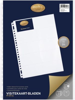 Multo geperforeerde showtas voor visitekaarten ft A4, 10 vakken, pak van 10 stuks