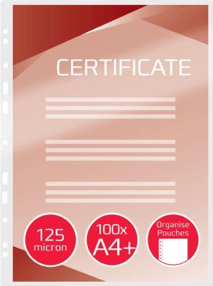 GBC Organise lamineerhoes ft A4, 250 micron (2 x 125 micron), geperforeerd, pak van 100 stuks