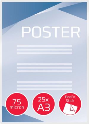 GBC Peel'nStick lamineerhoes ft A3, 150 micron (2 x 75 micron), zelfklevend, pak van 25 stuks
