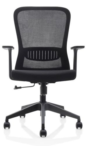 ergonomische bureaustoel, kunststof voetkruis, zwart, set van 2 stoelen