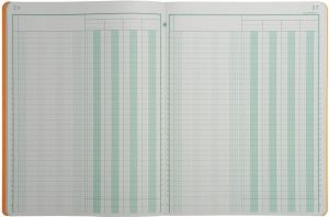 Exacompta registers, ft 32 x 25 cm, 4 kolommen op 1 bladzijde, 31 lijnen, 80 bladzijden