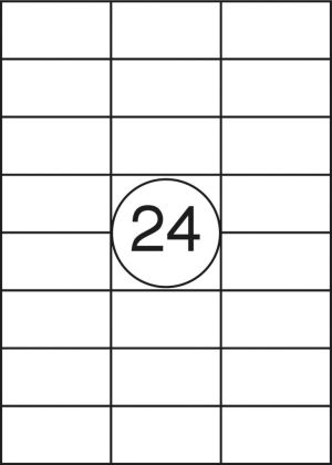 OFFICE products etiketten, wit, rechte hoeken, 100 vel, 70 x 37 mm, 24 etiketten per vel