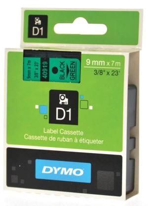 Dymo ruban 9mmx7m noir sur vert