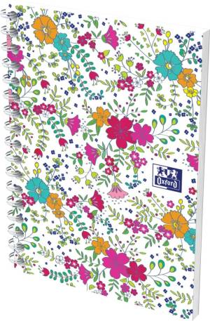 Oxford Floral couverture souple cahier spiral&eacute;, ft A6, 50 feuilles, quadrill&eacute; 5 mm, 4 d&eacute;cors assortis