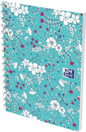 Oxford Floral couverture souple cahier spiral&eacute;, ft A6, 50 feuilles, quadrill&eacute; 5 mm, 4 d&eacute;cors assortis
