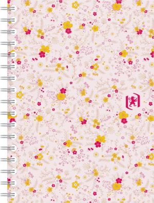 Oxford Floral couverture souple cahier spiral&eacute;, ft A6, 50 feuilles, quadrill&eacute; 5 mm, 4 d&eacute;cors assortis