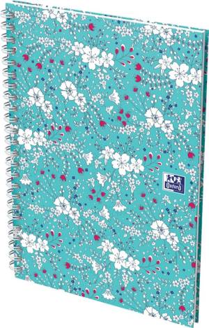 Oxford Floral couverture rembord&eacute;e cahier &agrave; spirale, ft A5, 60 feuilles, quadrill&eacute; 5 mm, 4 d&eacute;cors