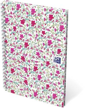Oxford Floral couverture rembord&eacute;e cahier &agrave; spirale, ft B5, 60 feuilles, lign&eacute;, 3 d&eacute;cors assortis