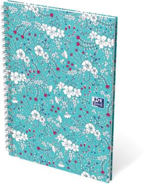 Oxford Floral couverture rembord&eacute;e cahier &agrave; spirale, ft B5, 60 feuilles, lign&eacute;, 3 d&eacute;cors assortis