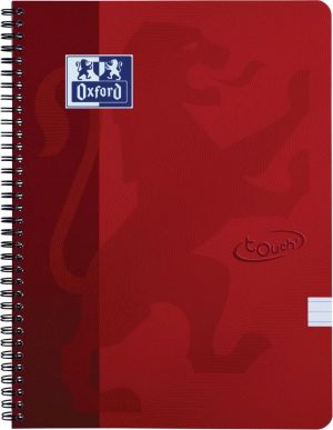 Oxford School Touch bloc spirale, ft A4, 140 pages, lign&eacute;, rouge